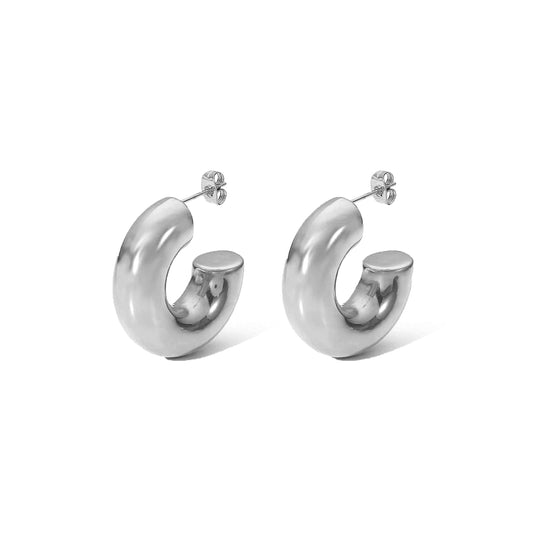 CLIVIA - CHUNKY SILVER HOOP EARRINGS