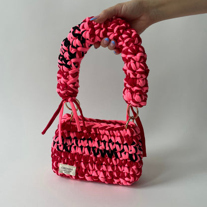 Red/Black/Pink JOE crochet bag - Mini