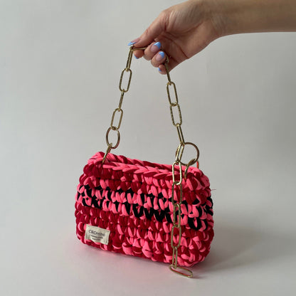 Red/Black/Pink JOE crochet bag - Mini