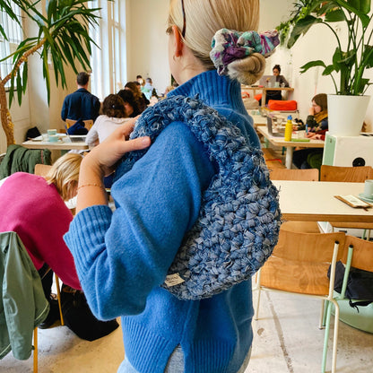 Up-Cycled Denim Crochet Bag MICA