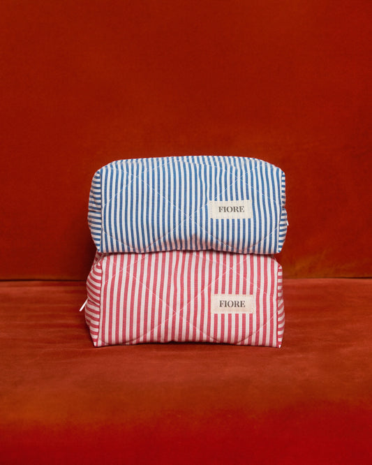 Upcycled makeup bag - Blue / Red