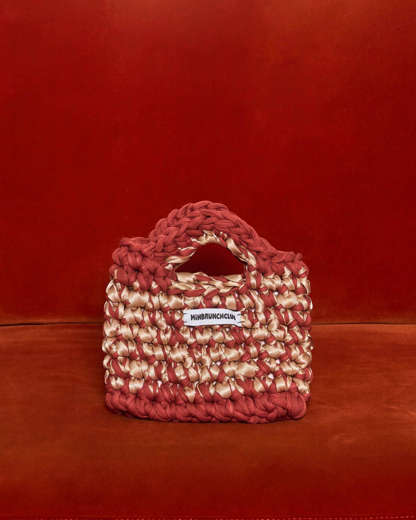 Gingerbread satin crochet bag