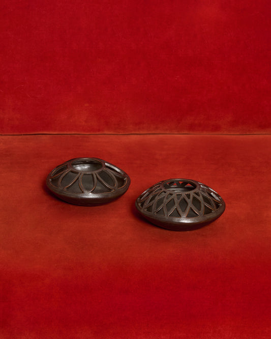 Handmade tea light lanterns - black/grey