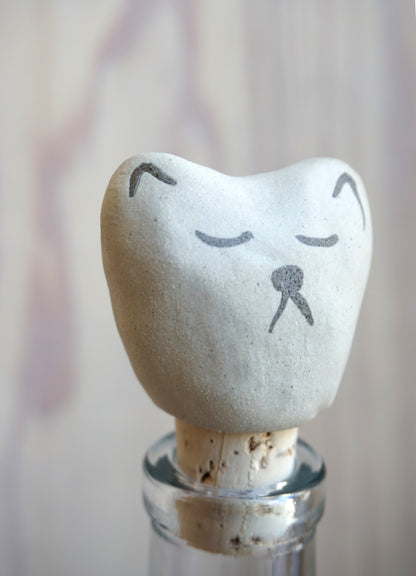 Cat wine cork 2 - White