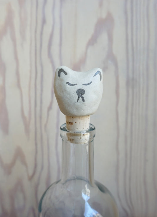 Cat wine cork 3 - White