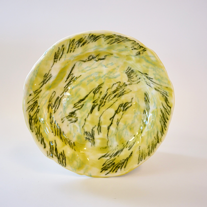 Dish in porcelain, one of a kind - Green.