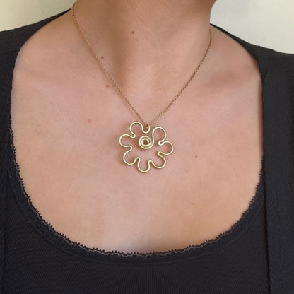 Necklace, Bubbly flower - Gold