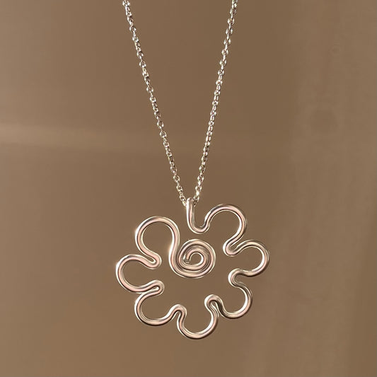 Necklace, Bubbly flower - Silver