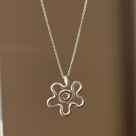 Necklace, Mini-flower - Silver