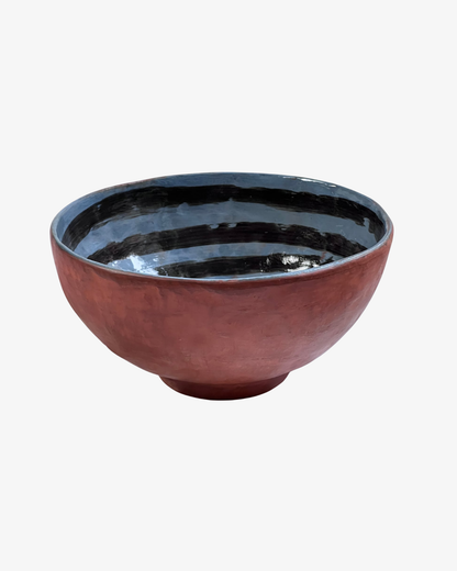 Håndlavet keramik serveringsskål med spiraldesign, 21 cm