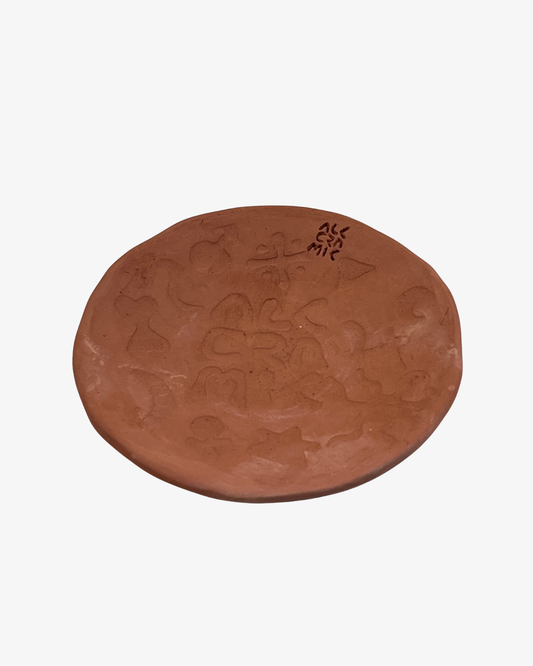 Handmade Swedish Terracotta Smudge Tray with Alchemical Relief Pattern