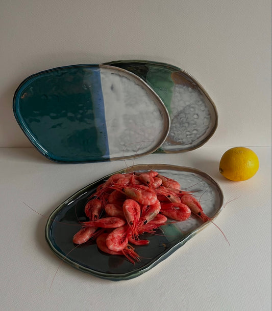 Small plates - Sea blue/White