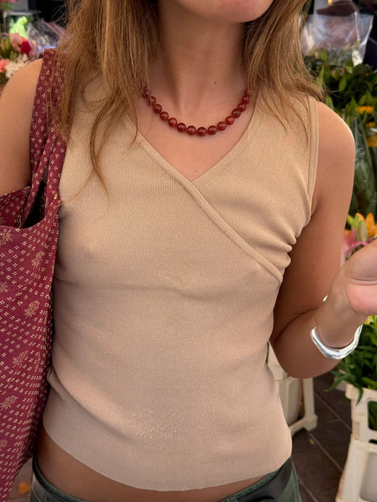 RIVIERA - Red pearl necklace