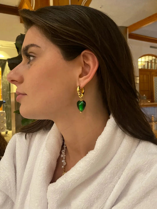 "In your heart" Earrings - Green