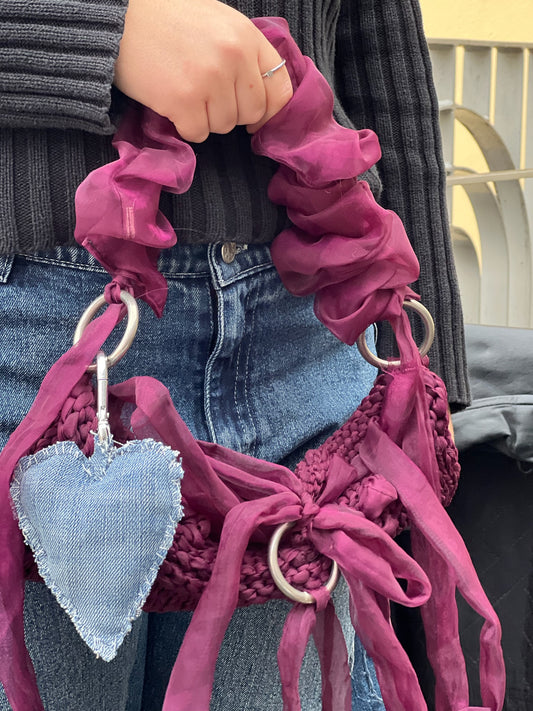 KEYCHAIN HEART - LIGHT DENIM