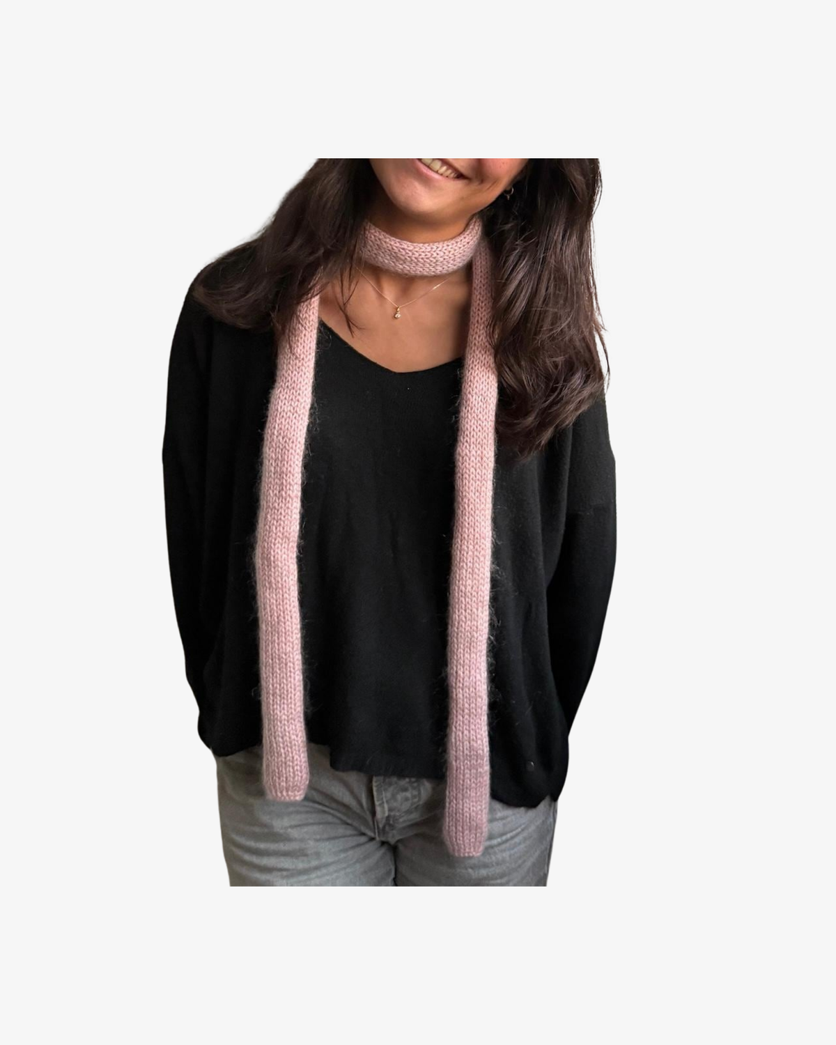 Knit Pink Scarf- Mix of wool and mohair