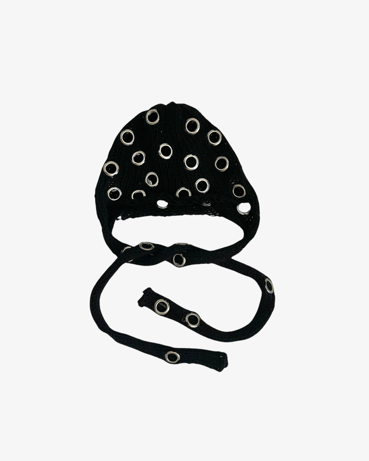 Knitted Eyelet Bonnet- Black