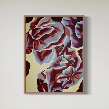Blomst orange gul og Burgundy Print