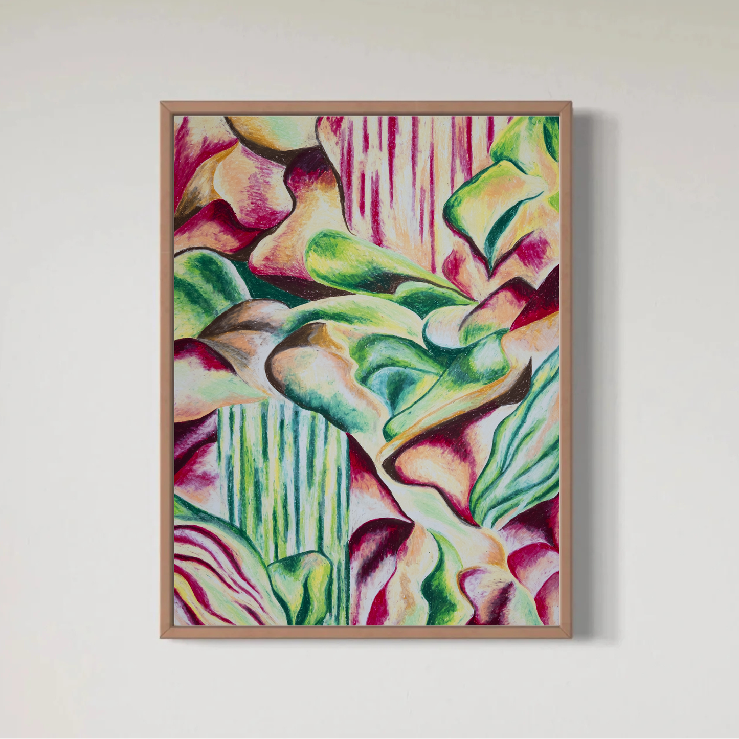 Seaweed green pink and yellow Print