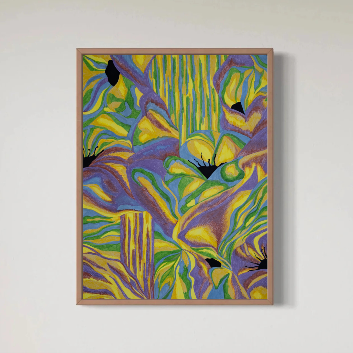 Seaweed yellow and purple Print