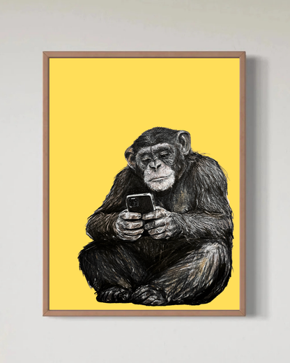 Scroll Ape – Yellow Edition – Begrænset Fine Art Print