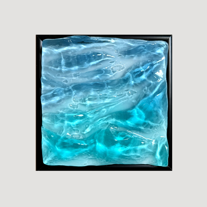 Resin water sculptural wall art, ombre blue