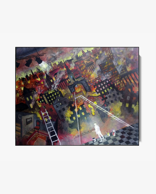 The Painter and The Burning City, original painting