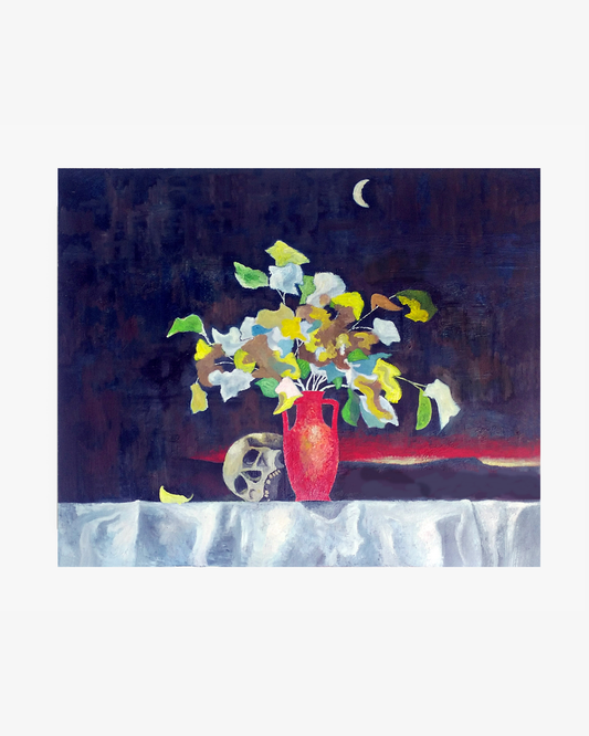 Flowers and Cranium, original painting