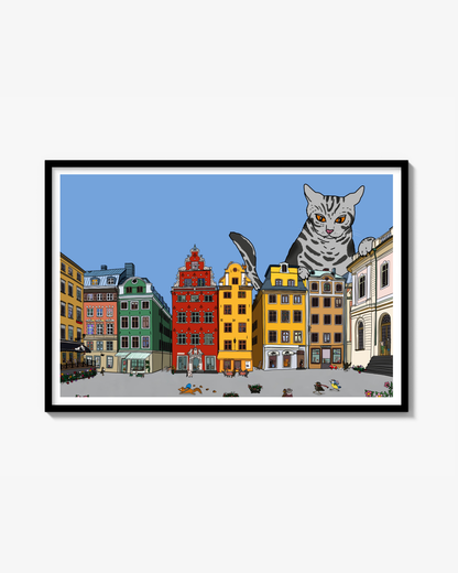 Stockholm Old Town - Cat surprise Print