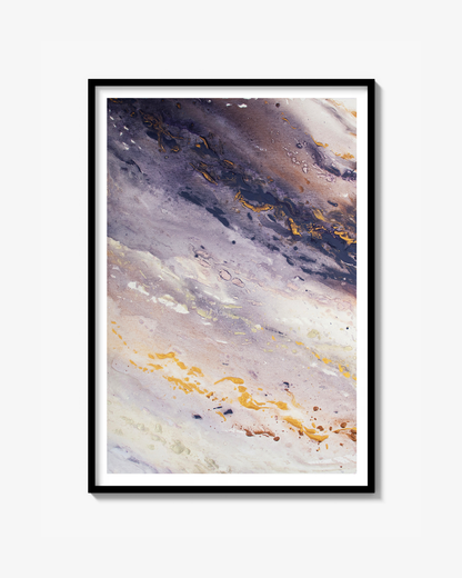 Marble Wave Piece 1 Fine Art Print Abstrakt Havbølge Blå Guld - Marble Wave Piece 1 | Museumskvalitet