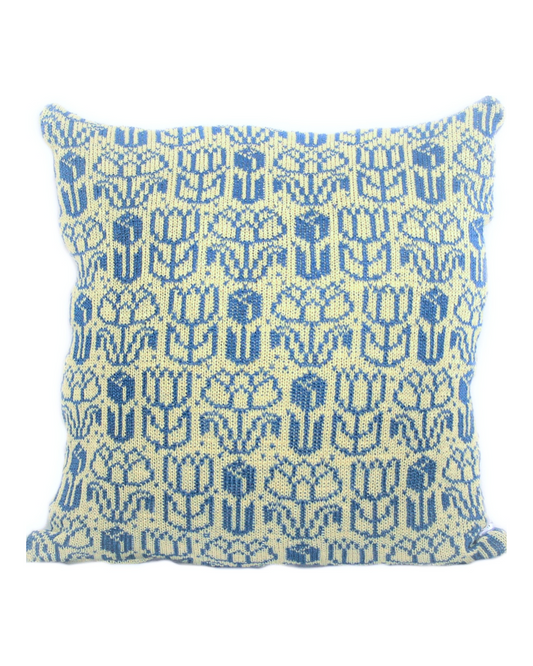 Tulip - Knitted Linen Cushion Cover Sky Blue & Linen