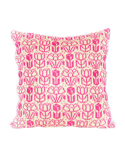 Tulip - Knitted Linen Cushion Cover Pink & Linen