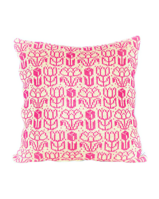 Tulip - Knitted Linen Cushion Cover Pink & Linen