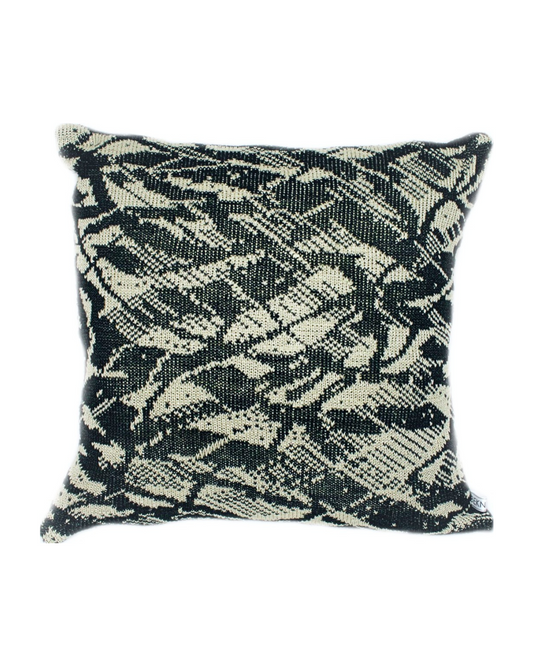 Move - Knitted Linen Cushion Cover Black & Linen