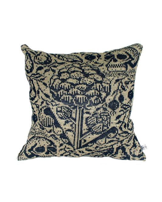 Harvest - Knitted Linen Cushion Cover Navy blue & Linen