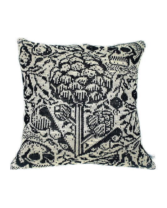 Harvest - Knitted Linen Cushion Cover Black & Linen