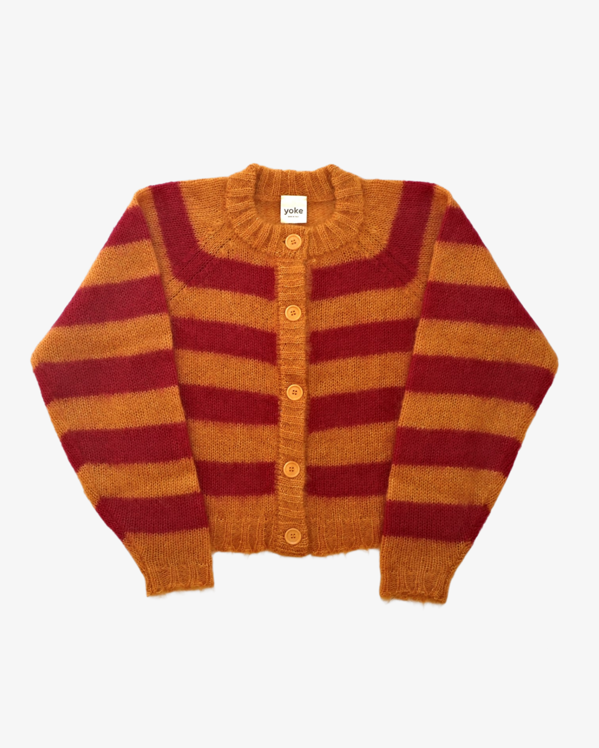 Orange & Red Brushed Mohair Stripe Cara Cardigan