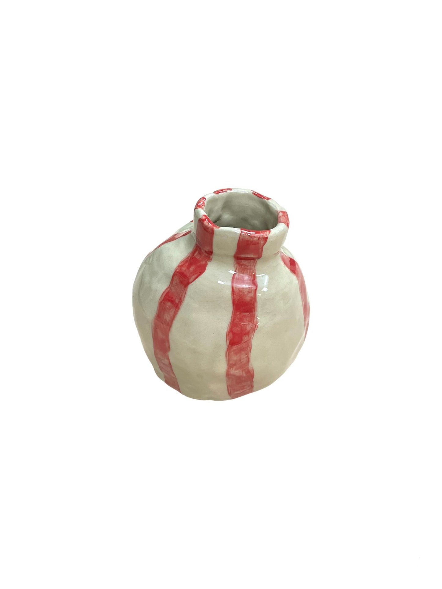 ROUND VASE RED STRIPED