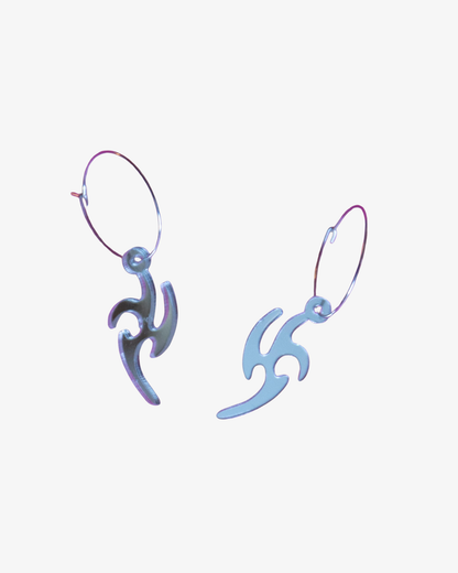 Silver Cyber Futuristic Hoop Earrings