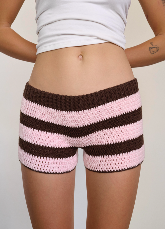 Striped hotpants - Brown/Pink