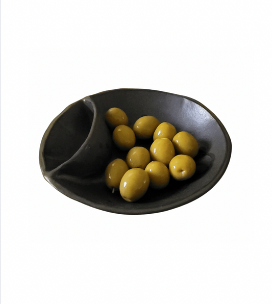 Handmade olive bowl - black/grey