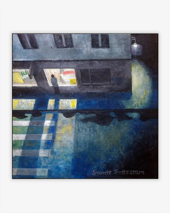 Nightly street windows, Original painting