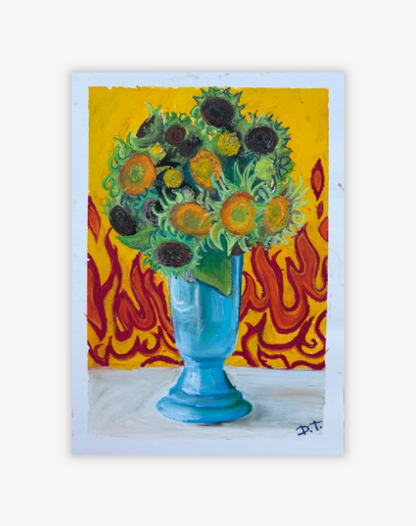 “Sunflowers” Oil Pastels Original Painting