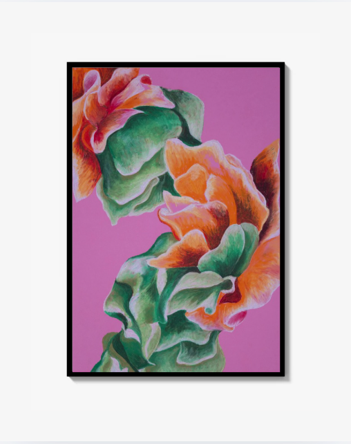 Flower orange and green Print