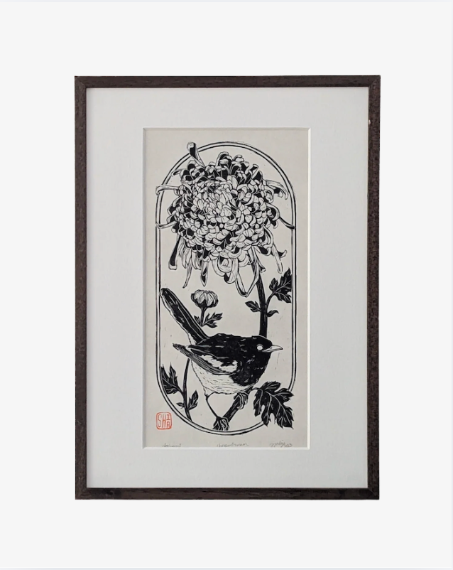 Chrysanthemum - Linocut Print