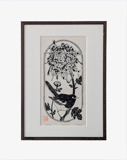 Chrysanthemum - Linocut Print