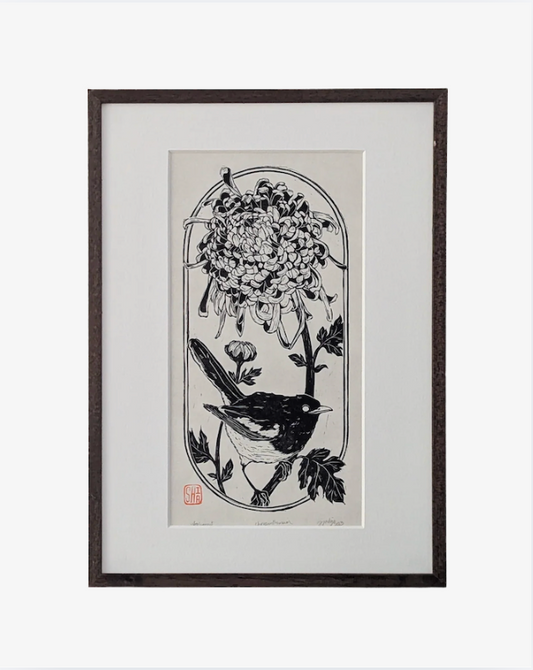 Chrysanthemum - Linocut Print