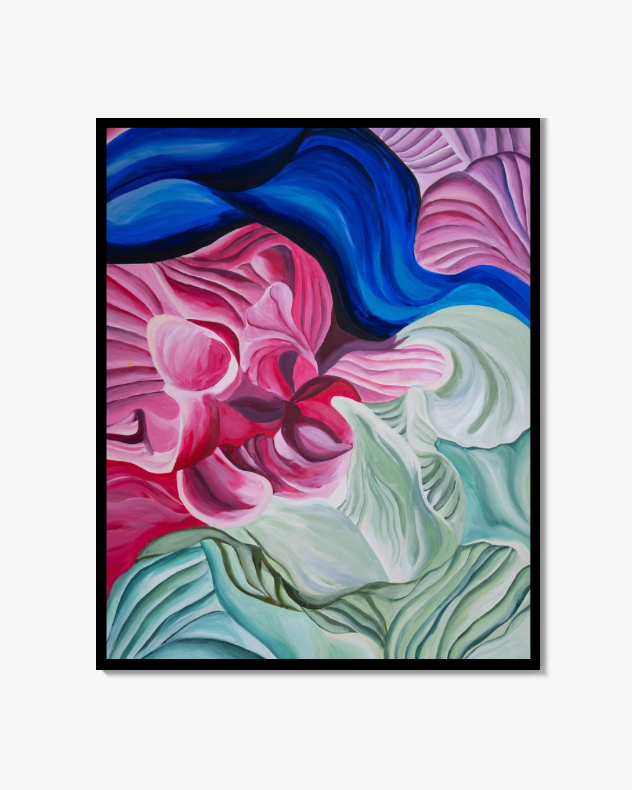 Seaweed flower pink green and blue Print