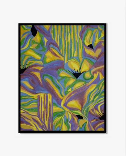 Seaweed yellow and purple Print