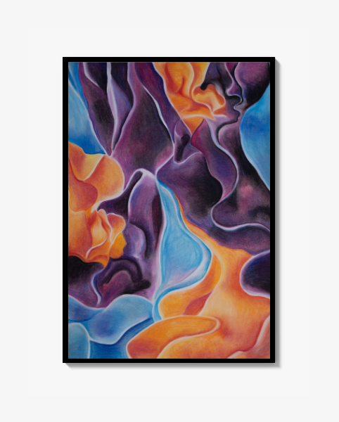 Seaweed purple orange and blue Print